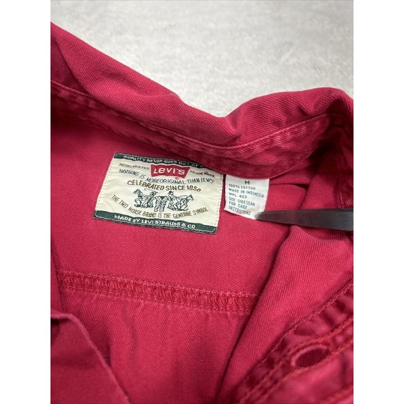 Levi's Jeans Mens Size Medium Red Denim Jean Shirt Western Cowboy Button Up - Picture 4 of 9